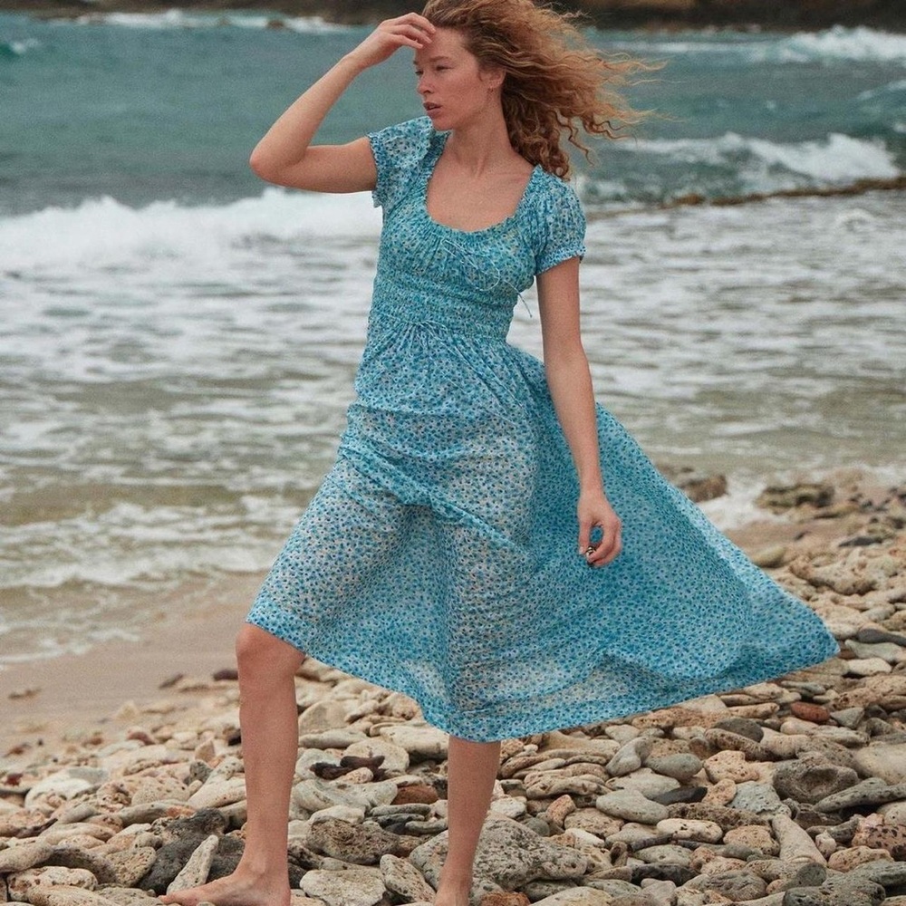 Doen Bleu Daisy Fields Ashlynn Floral Cotton Midi-Dress